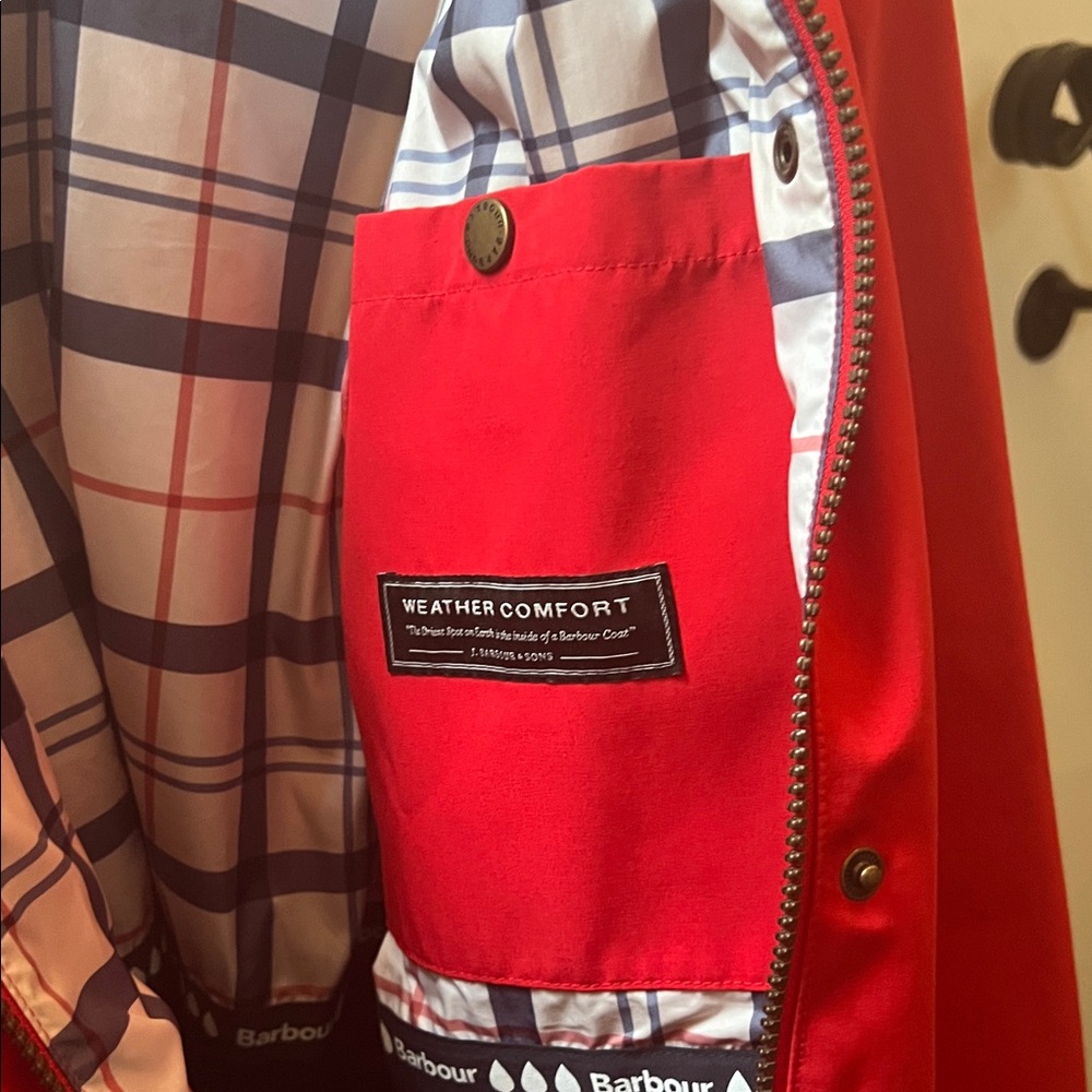 Barbour Red Women's Waterproof Jacket with Tartan Lining - Picture 4 of 7